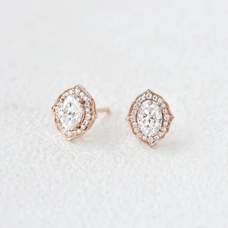 0.8ct Moissanite Geometric Halo Earrings