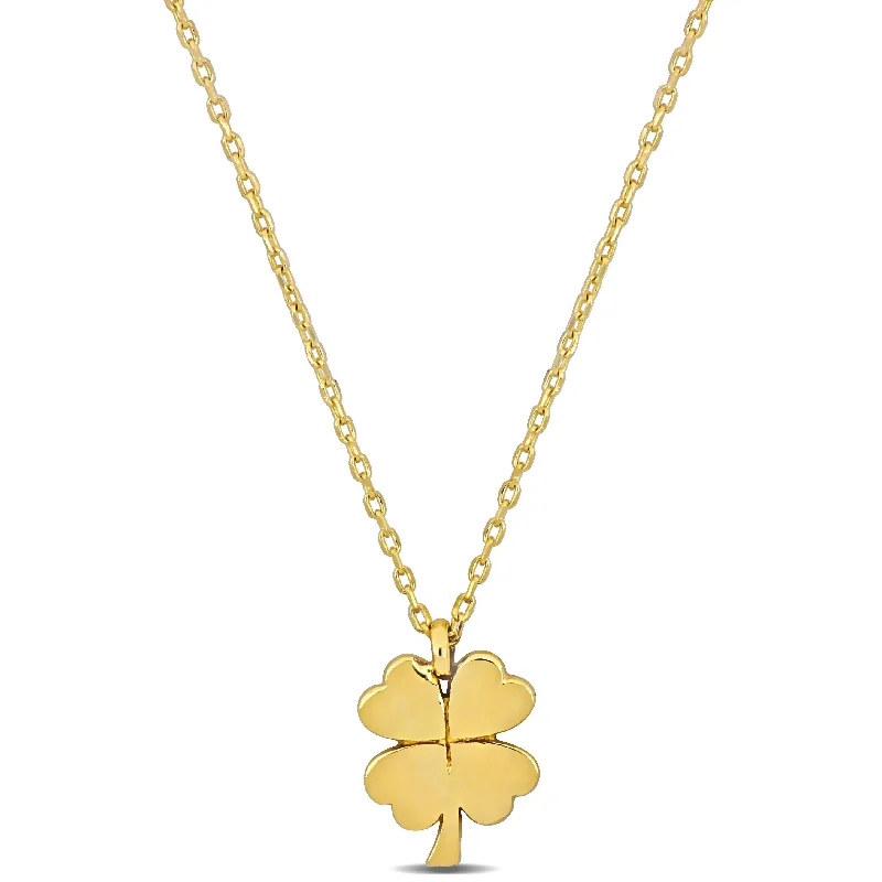 Mimi & Max Clover Leaf Pendant with Chain in 14k Yellow Gold - 17 in