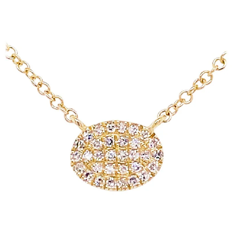 Pave Diamond Oval Disk Necklace