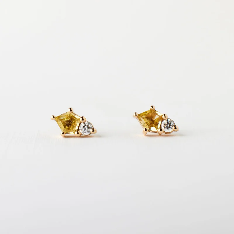 Pixie Earrings - Yellow Sapphires + White Diamonds