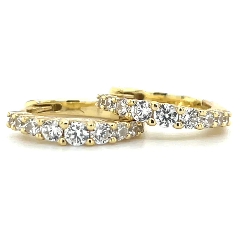 Golden Tapered Cz Hoop Earrings