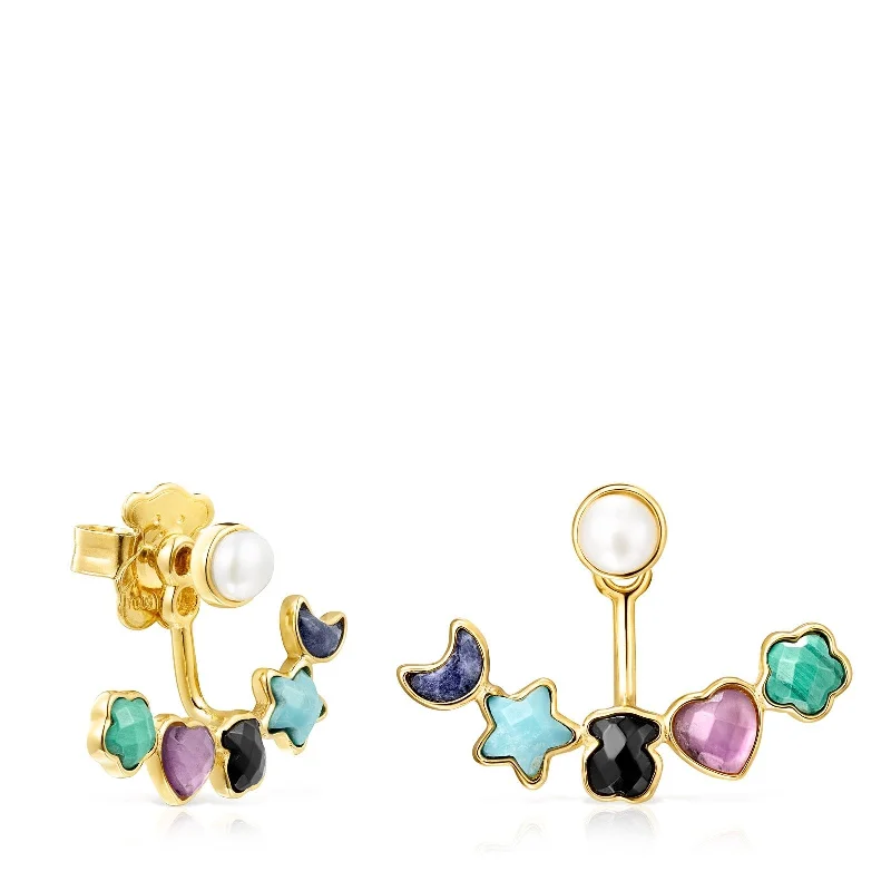 Tous Short Glory Earrings in Gold Vermeil with Gemstones 918593590