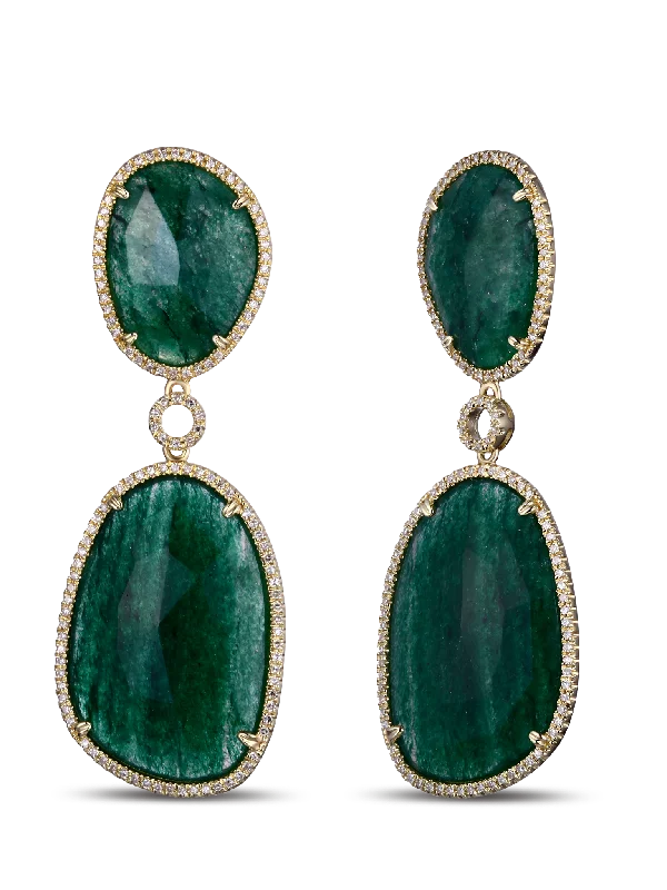 Jade and Diamond Drop Earrings