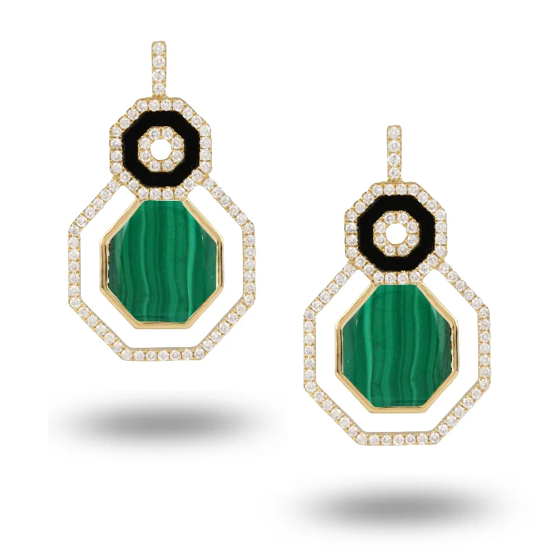 Malachite and Diamond Earrings