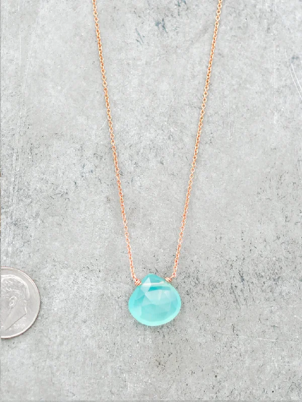 Aqua Peruvian Calcite Teardrop Necklace