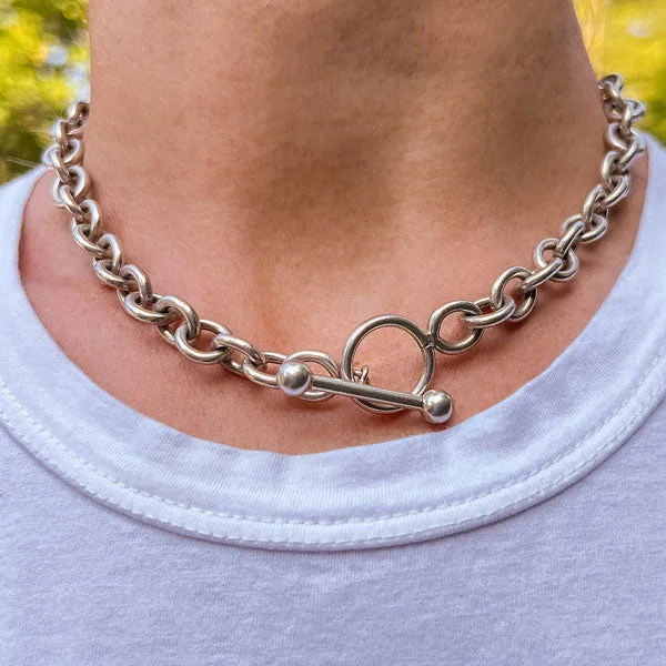 Vintage Chunky Silver Chain Necklace