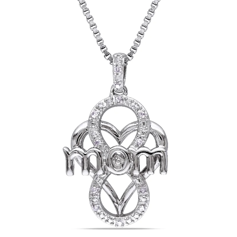 Mimi & Max Diamond Infinity Heart "Mom" Necklace in Sterling Silver