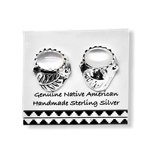 Genuine Mother of Pearl Stud Earrings, 925 Sterling Silver, Native American Handmade in the USA, Nickel Free