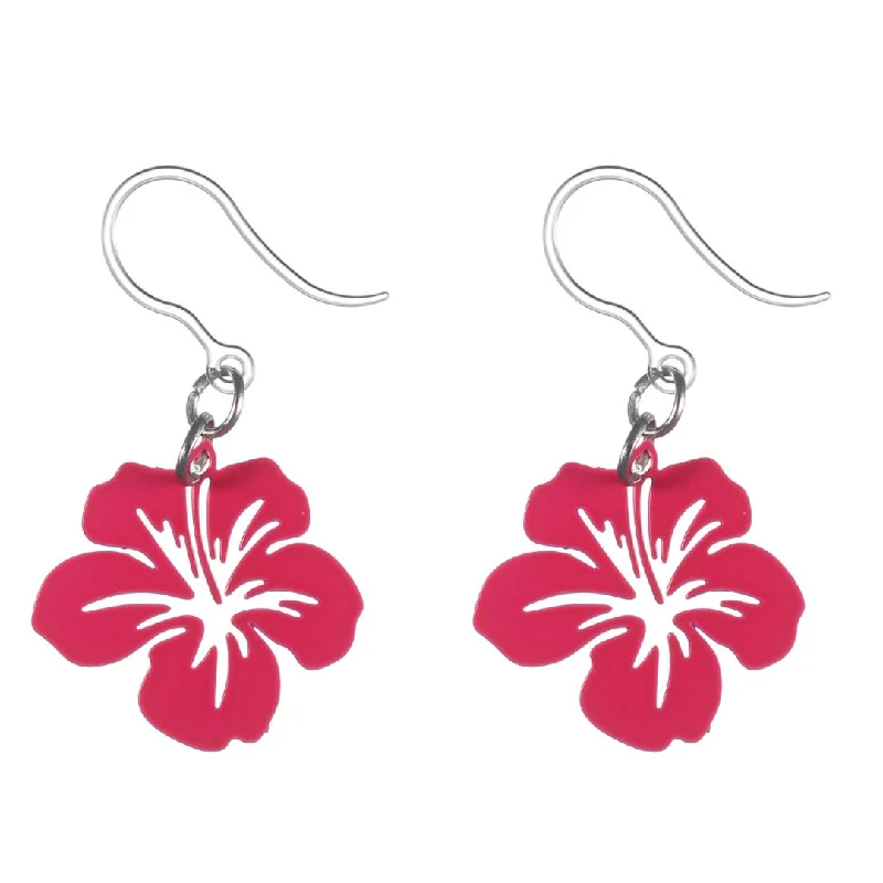 Hibiscus Dangles Hypoallergenic Earrings for Sensitive Ears Made with Plastic Posts