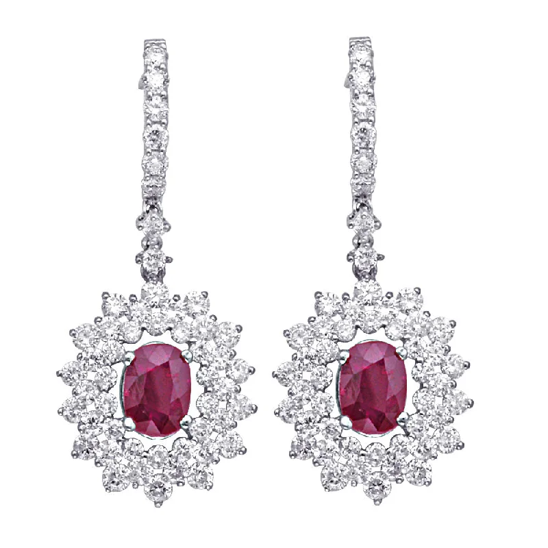 Ruby and Diamond Drop Earrings