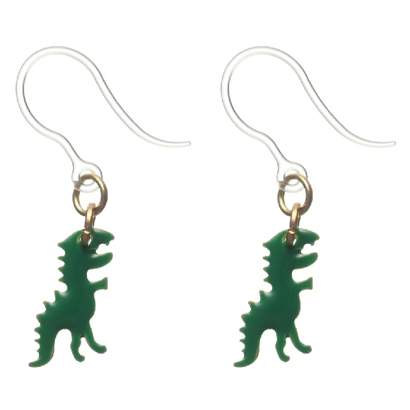 Tiny T-Rex Dangles Hypoallergenic Earrings for Sensitive Ears Made with Plastic Posts