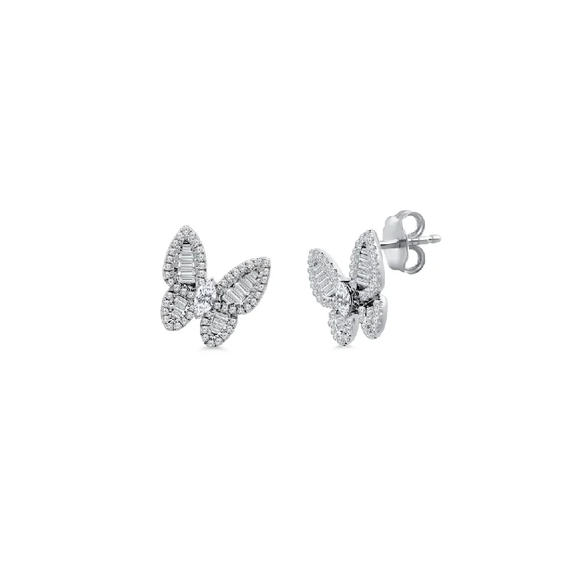 Diamond Mosaic Butterfly Earrings