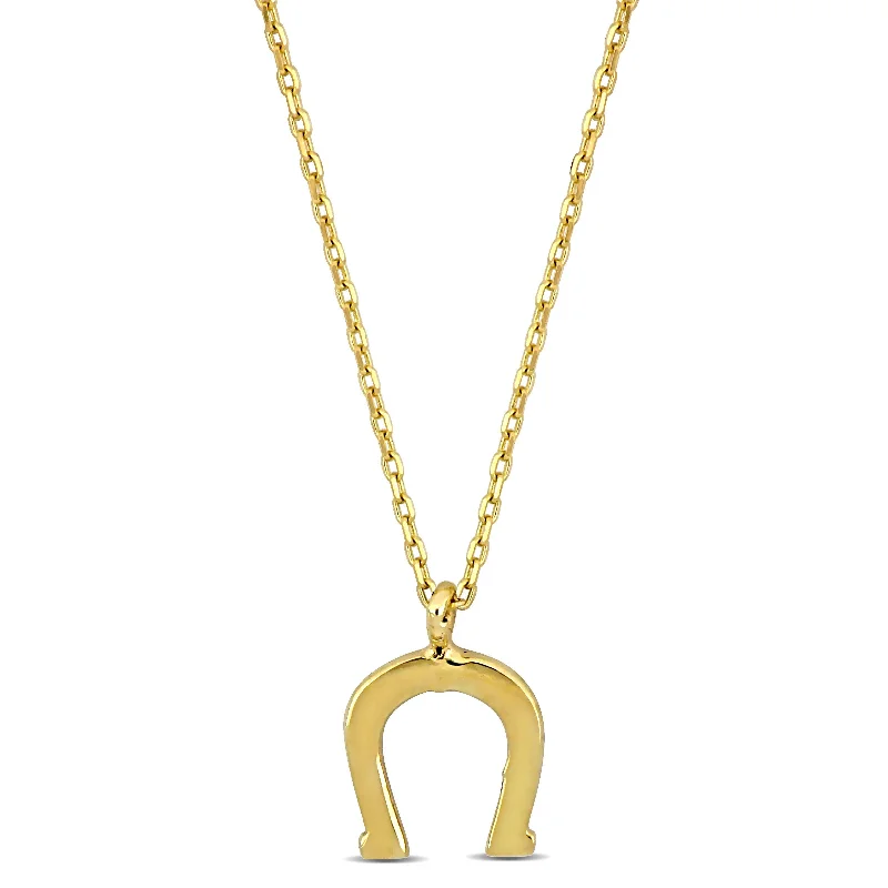 Mimi & Max Horseshoe Pendant with Chain in 14k Yellow Gold - 17 in