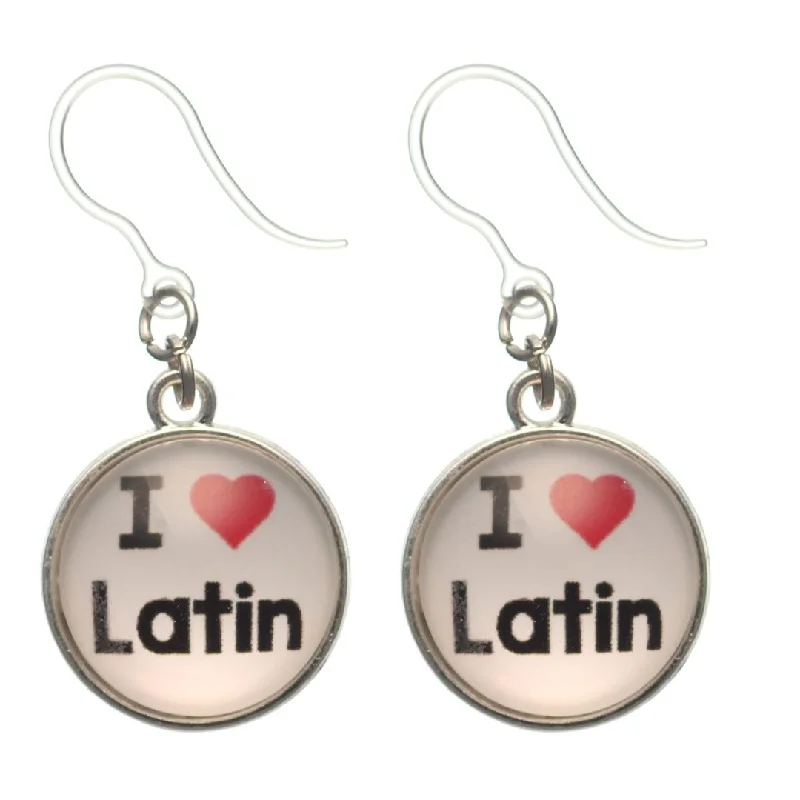 I Love Latin Dangles Hypoallergenic Earrings for Sensitive Ears Made with Plastic Posts