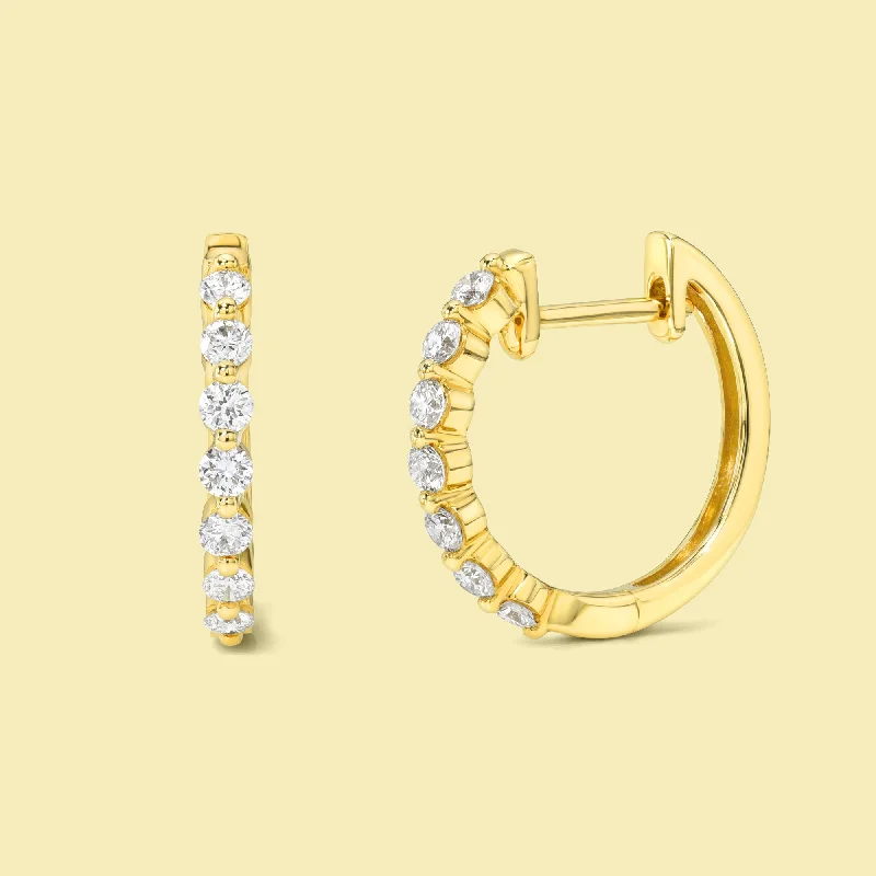 The Luna, Floating Huggie Diamond Earrings