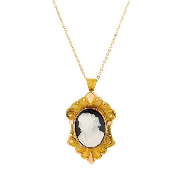 Victorian Banded Agate Cameo Pendant