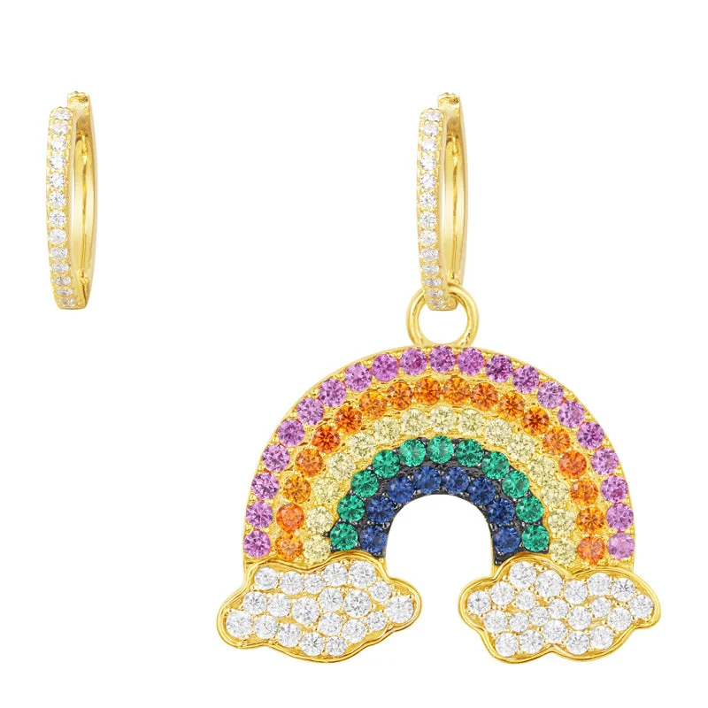 APM WONDERLAND Asymmetric Colorful Rainbow Earrings Silver Gold-Plated AE11269MY