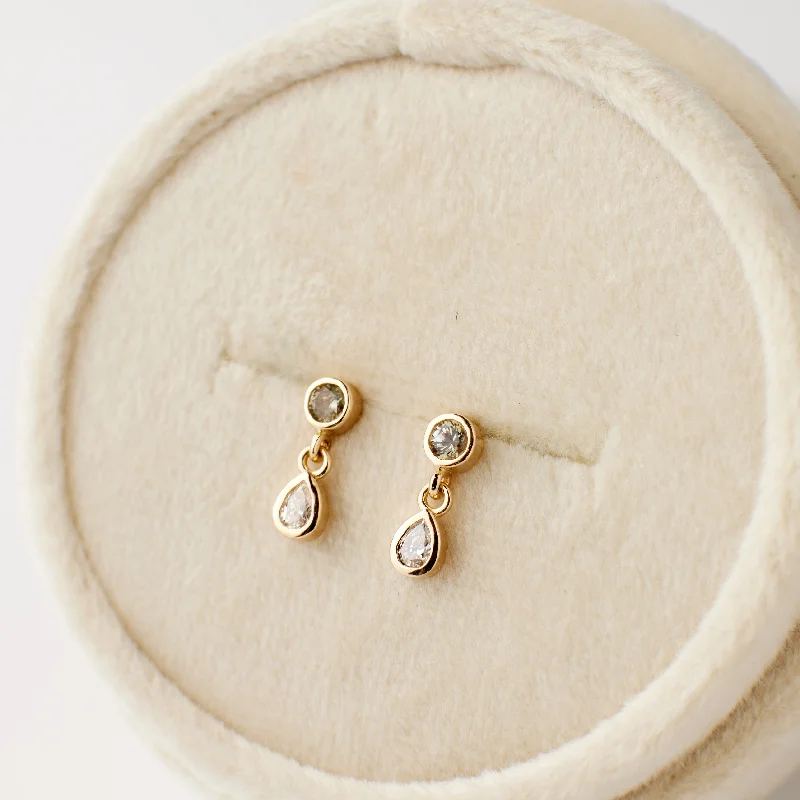 Jude Earrings - Champagne Sapphire + Diamond