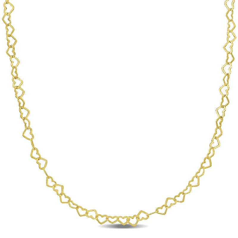 Mimi & Max 3mm Heart Link Necklace in Yellow Plated Sterling Silver - 16 in.