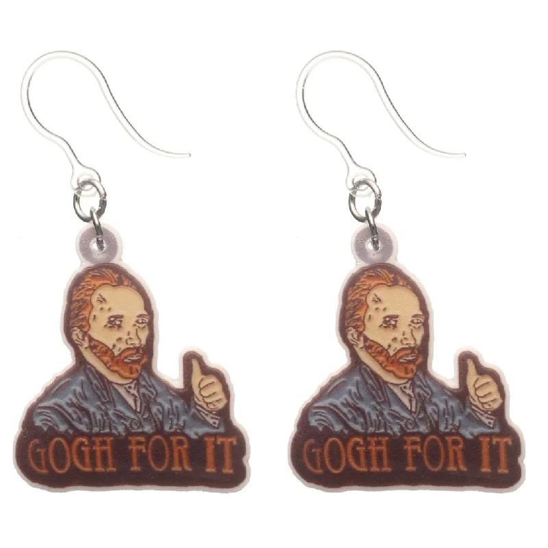 Van Gogh Portrait Dangles Hypoallergenic Earrings for Sensitive Ears Made with Plastic Posts