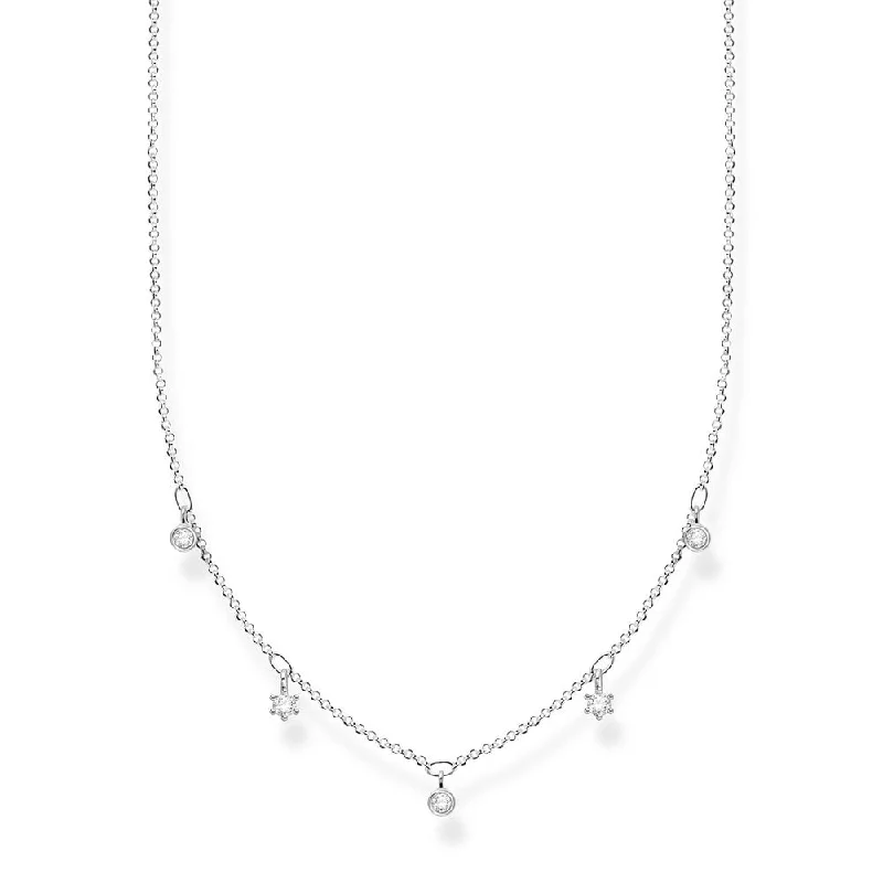 Sterling Silver Thomas Sabo Charm Club Zirconia Necklace 40-45cm