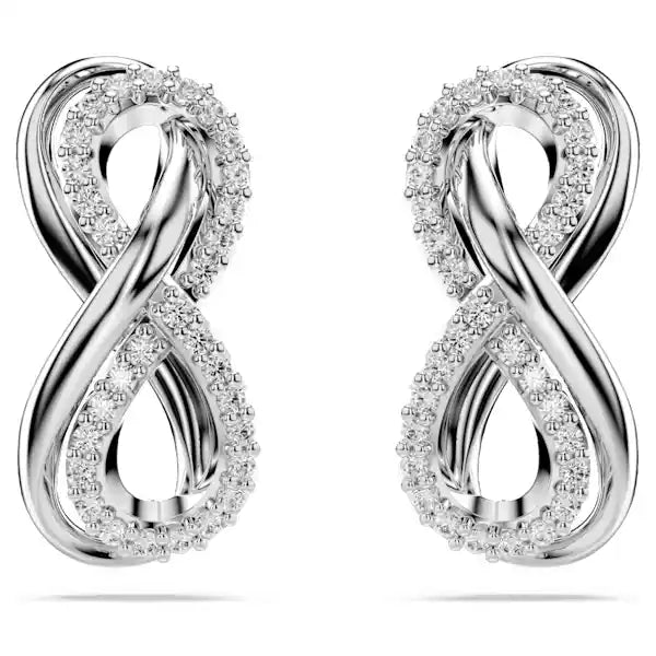 Swarovski Hyperbola stud earrings Infinity, White, Rhodium plated  5687269