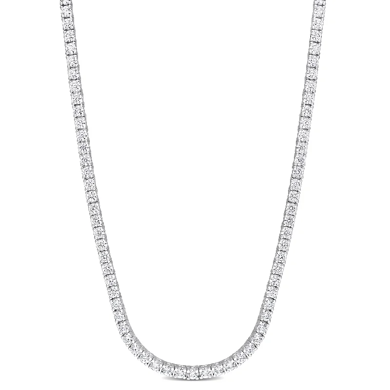 Mimi & Max 13 4/5ct TGW White Cubic Zirconia Tennis Necklace w/ Sterling Silver Clasp - 15+3 in