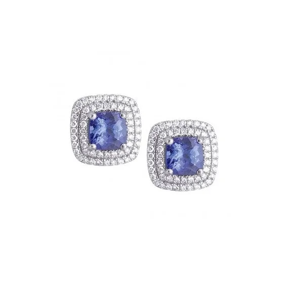 Tanzanite and Diamond Stud Earrings