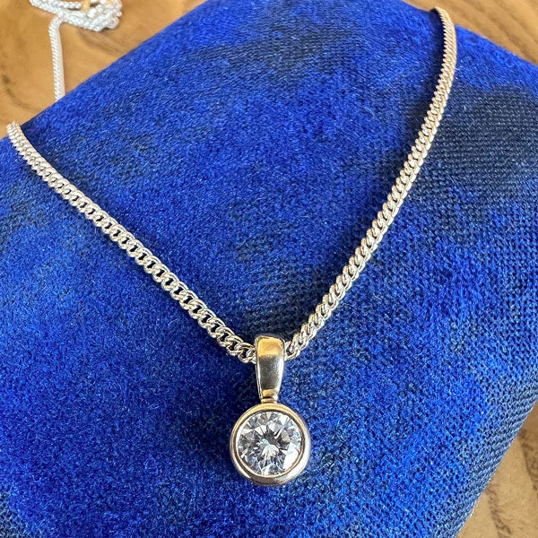 Vintage Diamond Solitaire Pendant Necklace