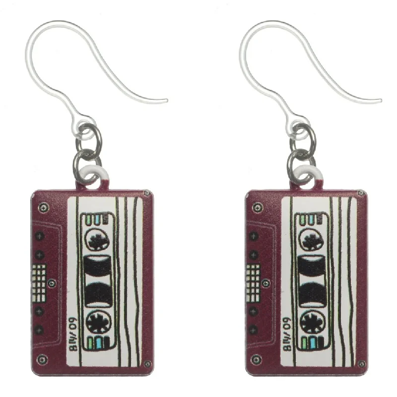 Mix Tape Dangles Hypoallergenic Earrings for Sensitive Ears Made with Plastic Posts