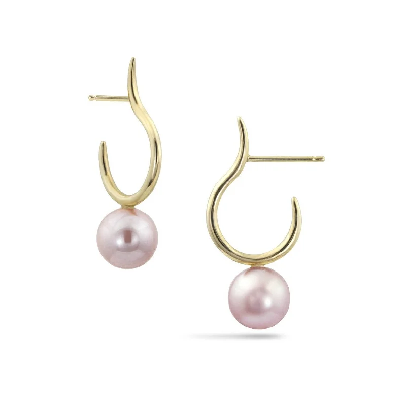 Pearl Moon Hoops, Pink