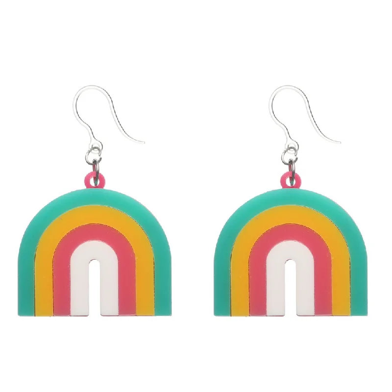 Exaggerated Rainbow Dangles Hypoallergenic Earrings for Sensitive Ears Made with Plastic Posts