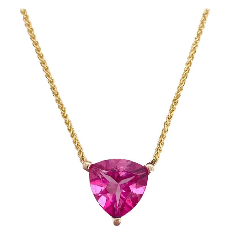 Pink Topaz Trillion Necklace