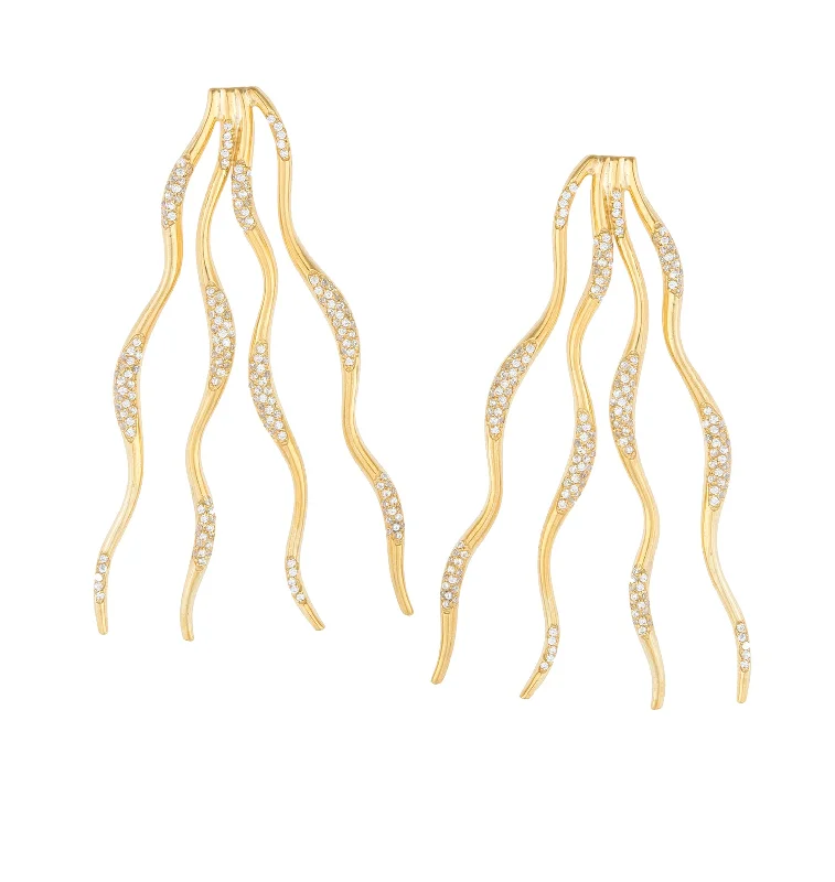 FEMININE WAVES STATEMENT PAVE EARRINGS