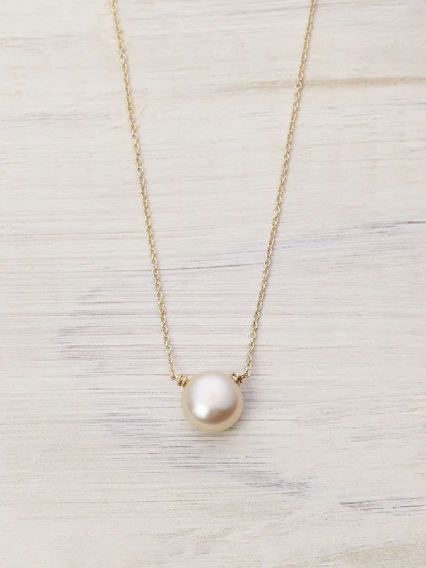 Peach Freshwater Pearl Drop Necklace