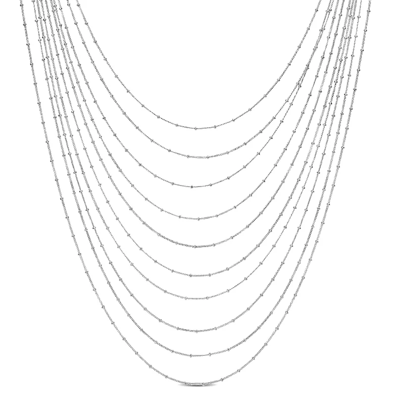 Mimi & Max Multi-Strand Chain Necklace in Sterling Silver - 16 in