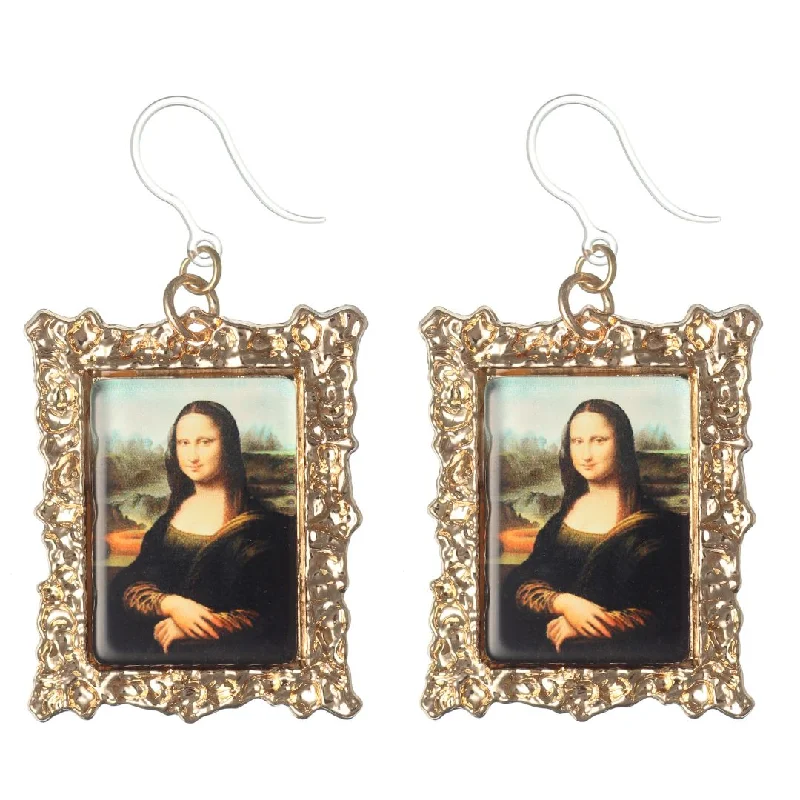 Da Vinci Mona Lisa Framed Art Dangles Hypoallergenic Earrings for Sensitive Ears Made with Plastic Posts