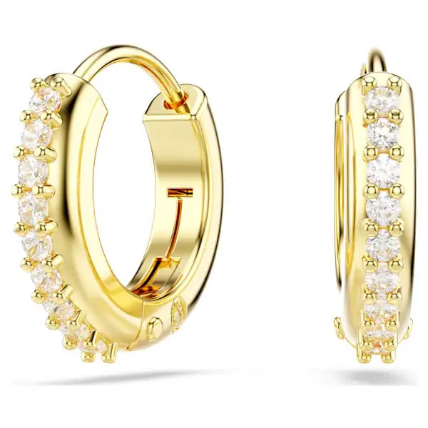 Swarovski Matrix hoop earrings Round cut, White, Gold-tone plated 5697228