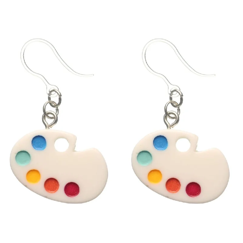 Paint Palette Dangles Hypoallergenic Earrings for Sensitive Ears Made with Plastic Posts