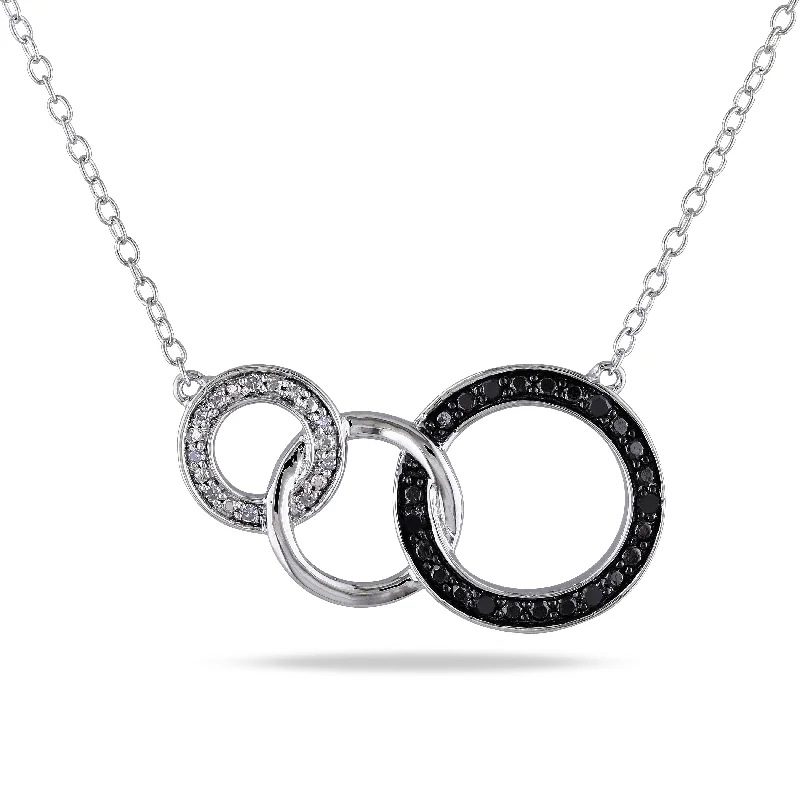 Mimi & Max 1/10ct TDW Diamond Circle Link Necklace in Sterling Silver with Black Rhodium