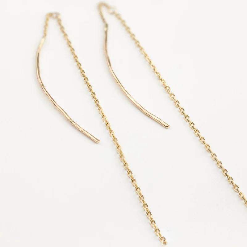 Gold Streaks Chain Threader Earrings