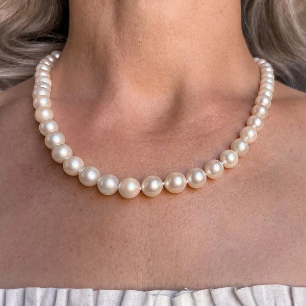 Antique Pearl Necklace with Opal & Diamond Clasp