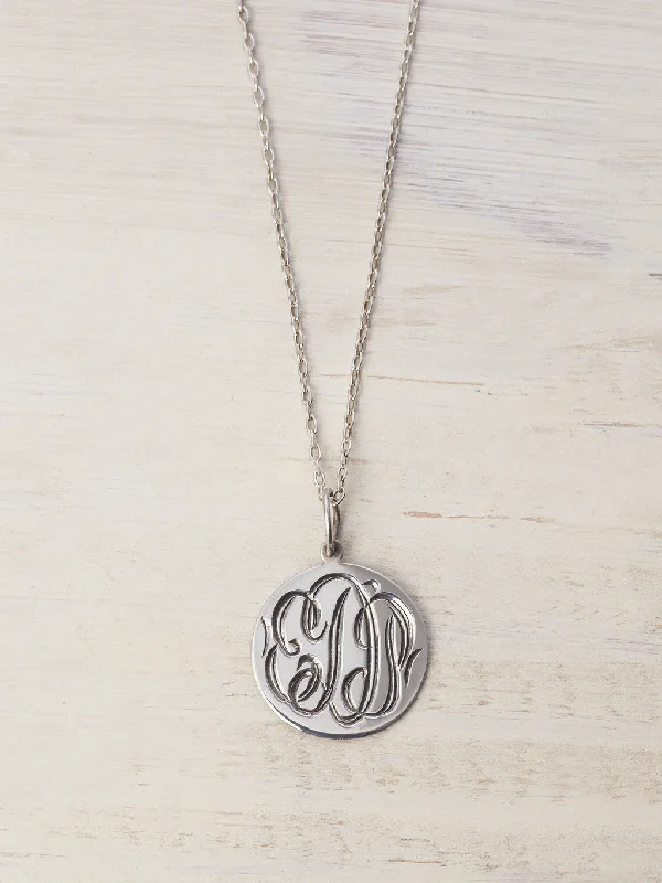 Hand Engraved Monogram on Disk Necklace