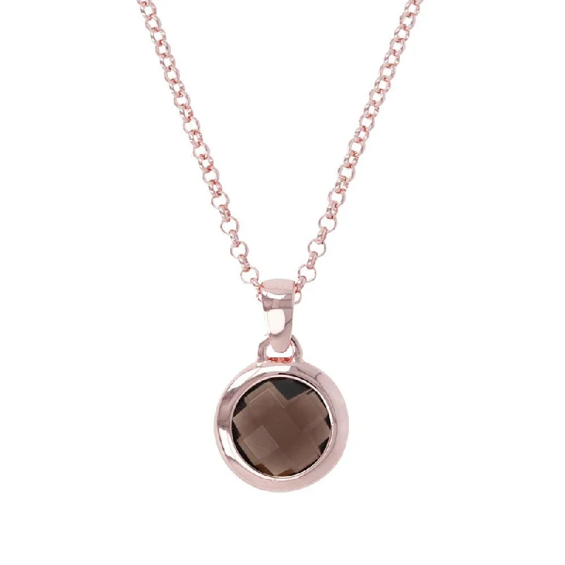 Bronzallure Rose Gold Plated Rose Quartz Necklace 45.7cm