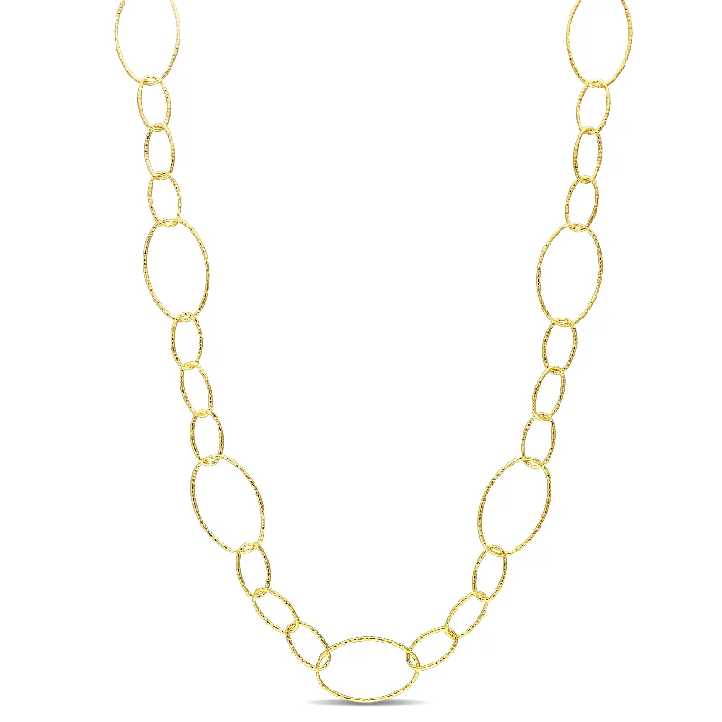 Mimi & Max 13mm Fancy Oval Link Chain Necklace in Yellow Plated Sterling Silver - 30 in