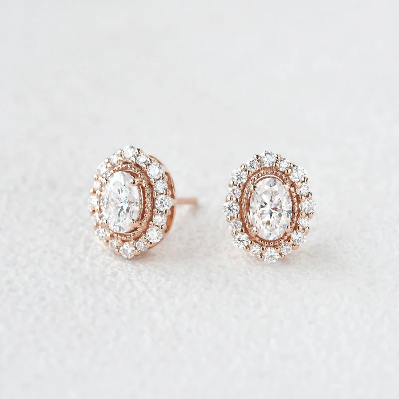 Felicegals Moissanite Halo Extravaganza Earrings