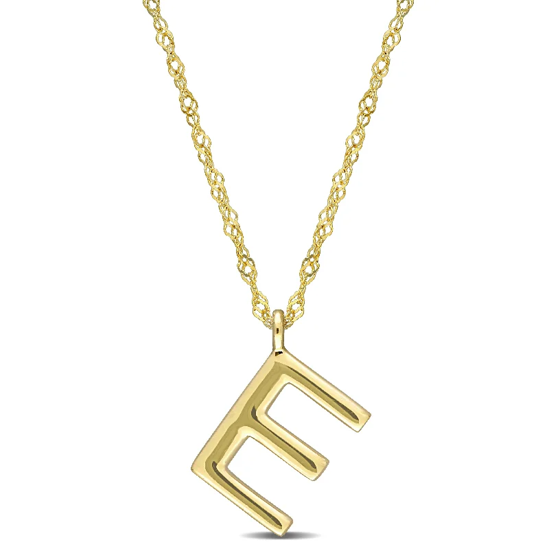 Mimi & Max Initial "E" Pendant w/ Chain in 14k Yellow Gold