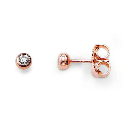 Thomas Sabo Silver Rose Gold Plated Clear Cubic Zirconia Round Studs H1819-416-14