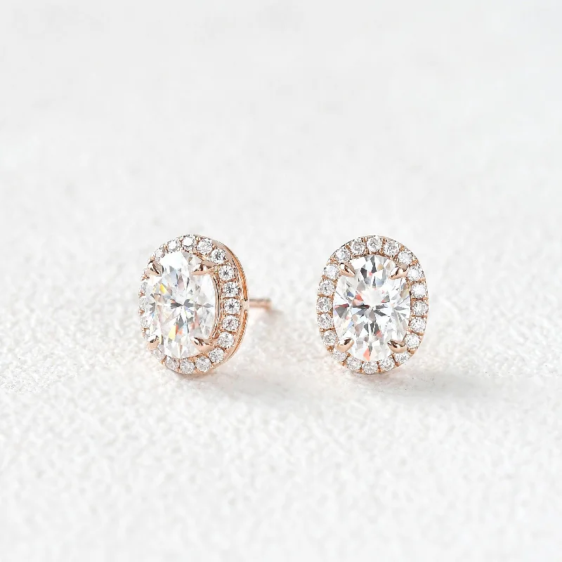 Felicegals Moissanite Classic Halo Earrings