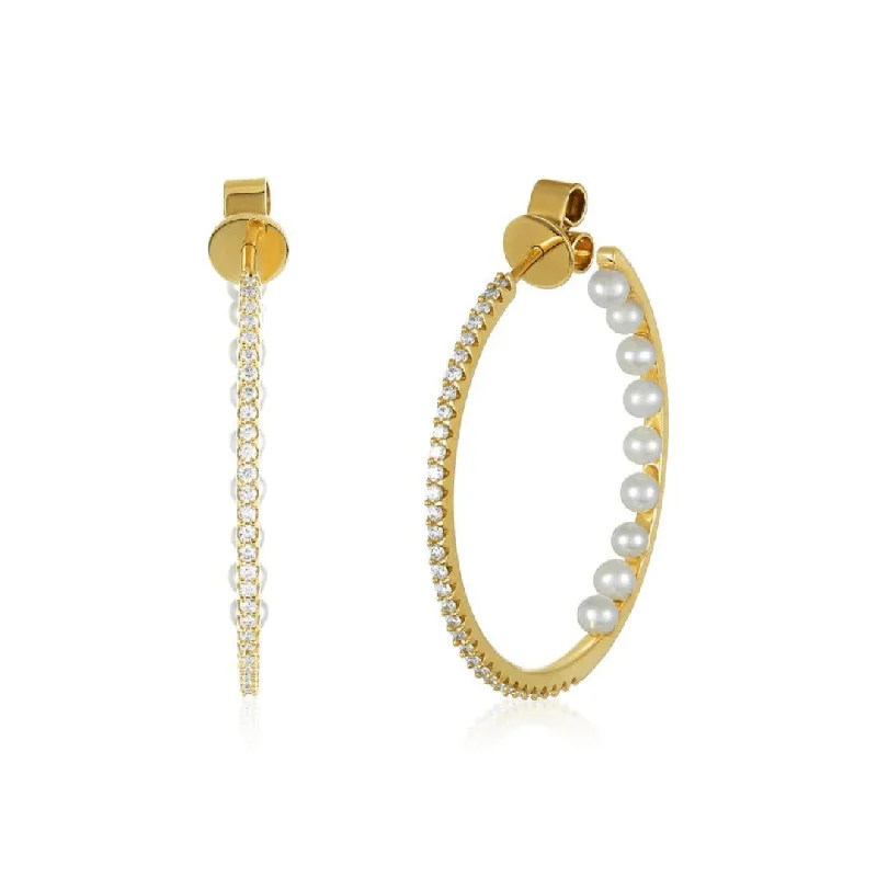 Inside Out Diamond & Pearl Hoops